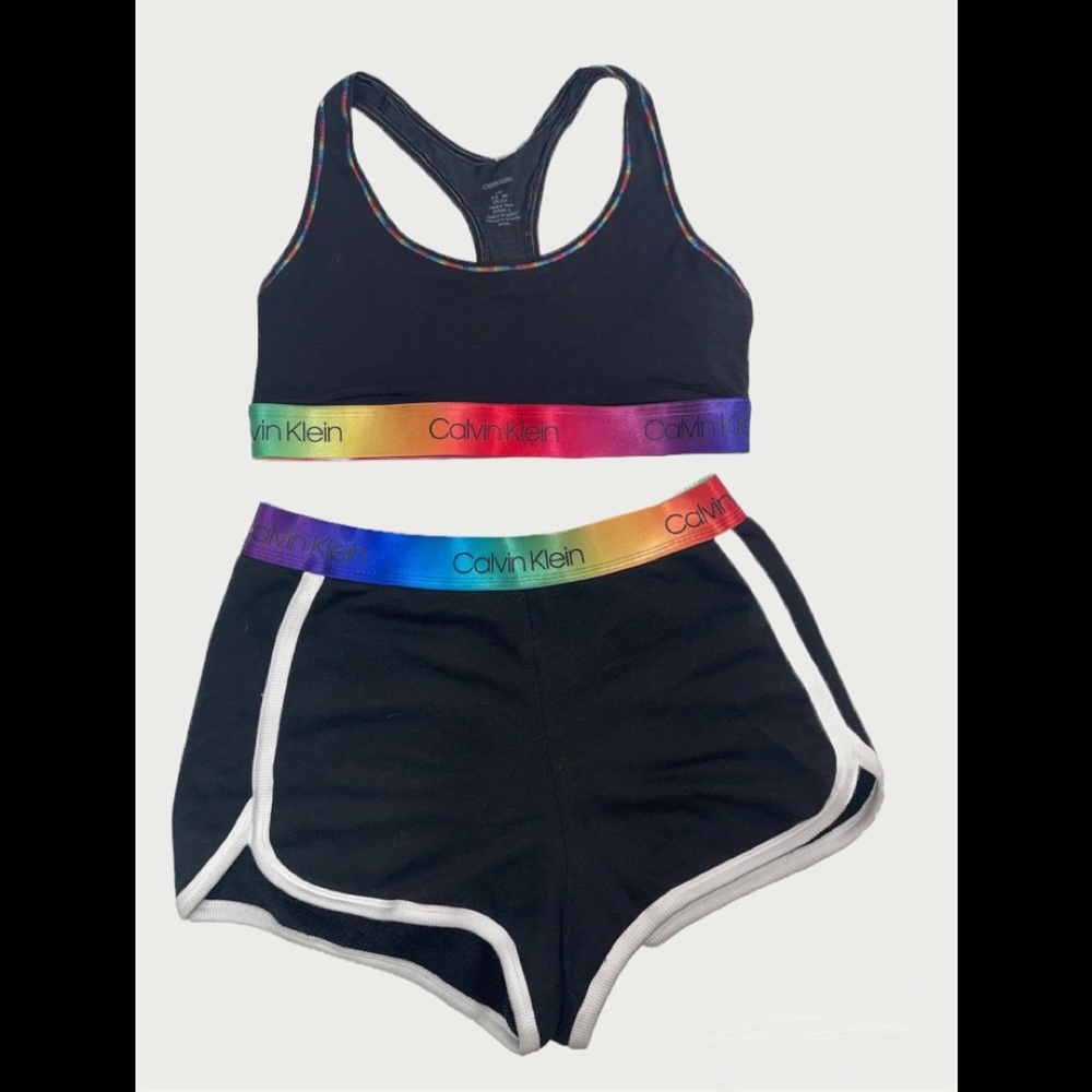 Calvin Klein sports bra and shorts